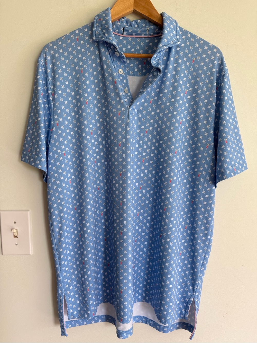 RLX Ralph Lauren Men's Blue Short-Sleeve Printed Polo Golf Shirt
